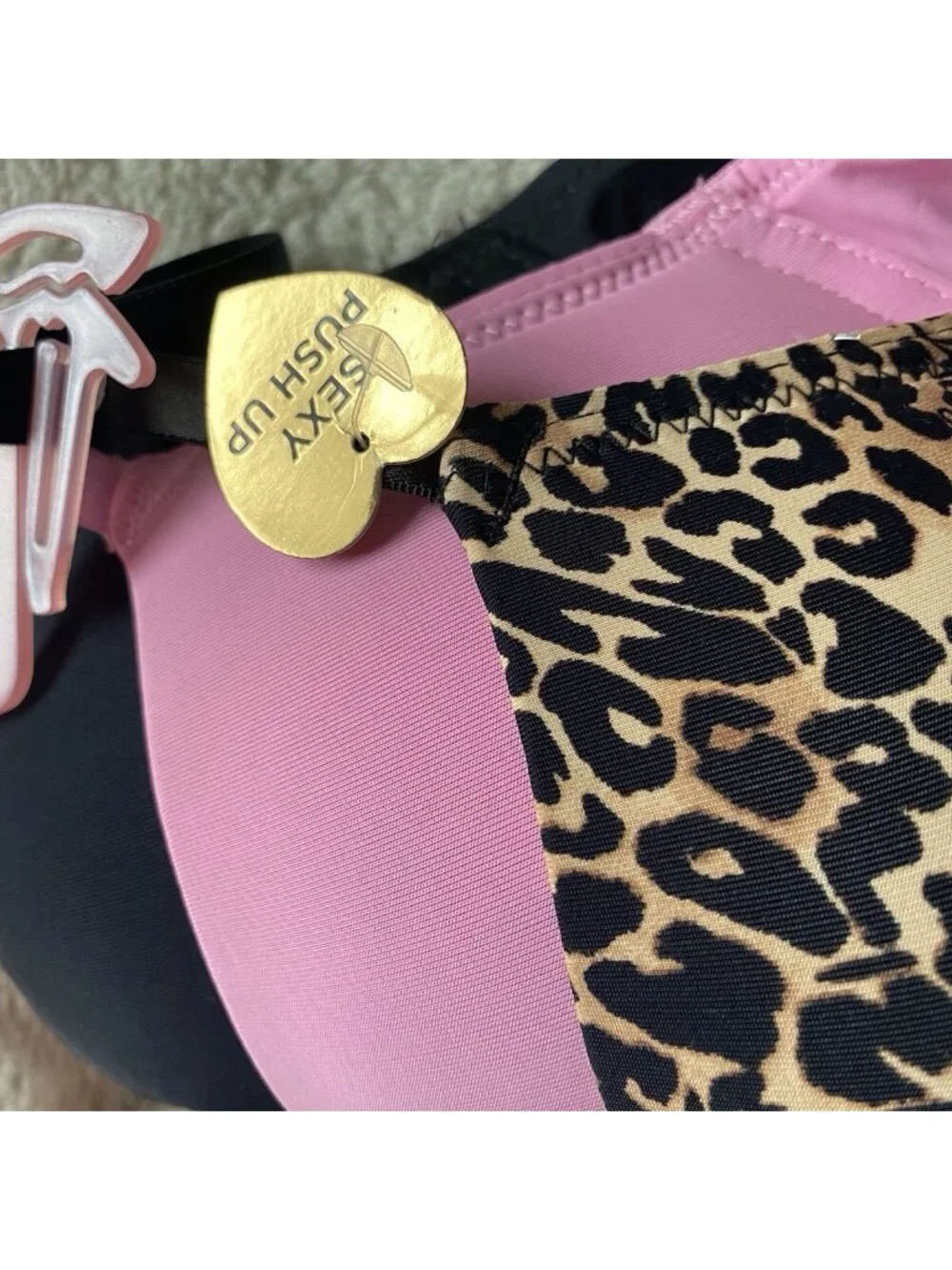 3 Pack‎ Juicy Couture Sexy Push Up Bra Size 36B Cheetah Animal Print Pink NEW